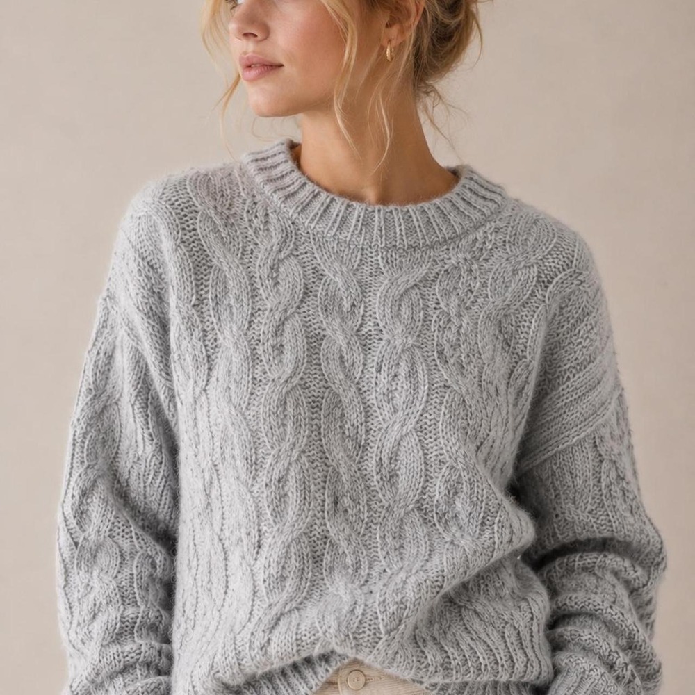 Gray cable knit sweater‎